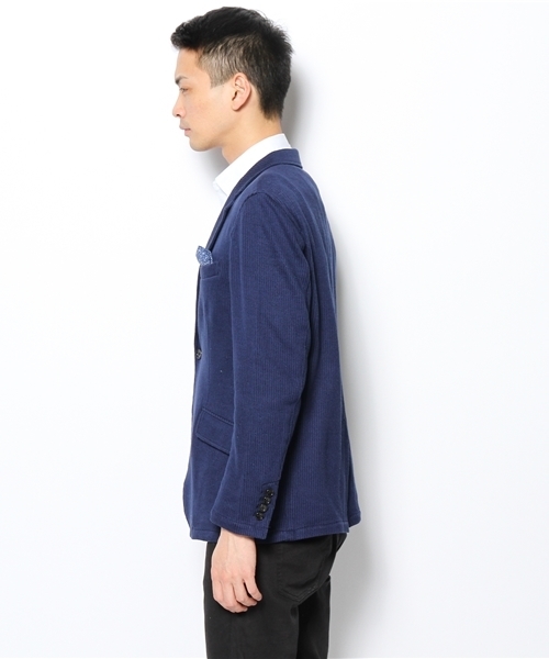 MEN'S BIGI（メンズビギ）の「ニットジャケット/コットンリネン（テーラードジャケット・メンズ・ネイビー/オフホワイト・SMALL/LARGE/MEDIUM/LL）」の8枚目の写真