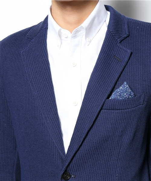 MEN'S BIGI（メンズビギ）の「ニットジャケット/コットンリネン（テーラードジャケット・メンズ・ネイビー/オフホワイト・SMALL/LARGE/MEDIUM/LL）」の11枚目の写真