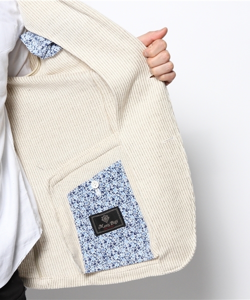 MEN'S BIGI（メンズビギ）の「ニットジャケット/コットンリネン（テーラードジャケット・メンズ・ネイビー/オフホワイト・SMALL/LARGE/MEDIUM/LL）」の12枚目の写真