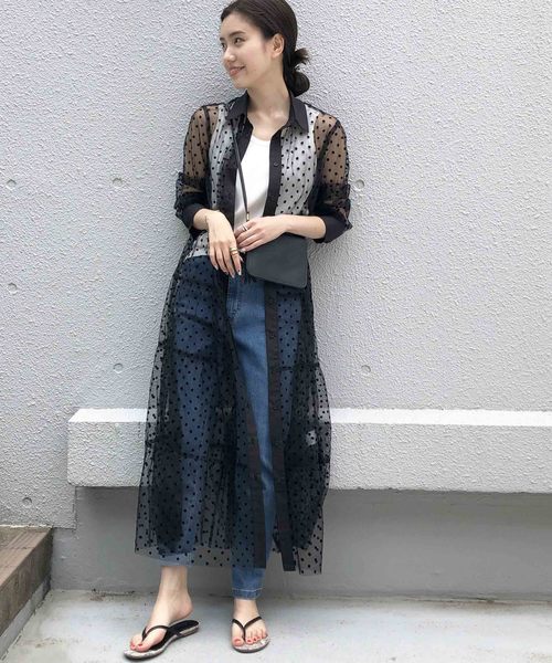 PICCIN（ピッチン）の「ドットフロッキーティアードシャツワンピース（ワンピース・レディース・ブラック・MEDIUM）」の10枚目の写真