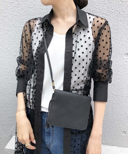 PICCIN（ピッチン）の「ドットフロッキーティアードシャツワンピース（ワンピース・レディース・ブラック・MEDIUM）」の11枚目の写真
