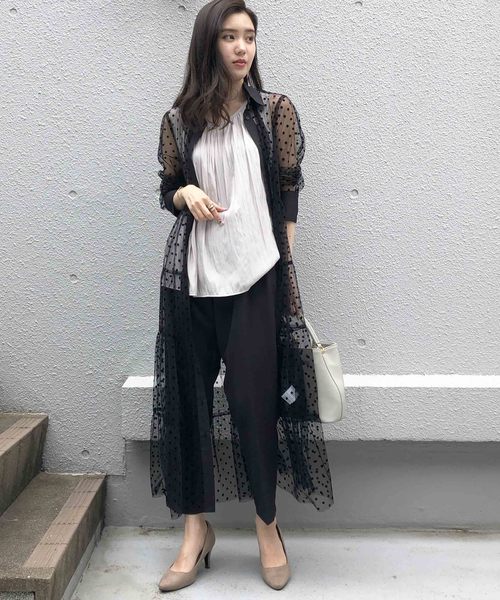 PICCIN（ピッチン）の「ドットフロッキーティアードシャツワンピース（ワンピース・レディース・ブラック・MEDIUM）」の15枚目の写真