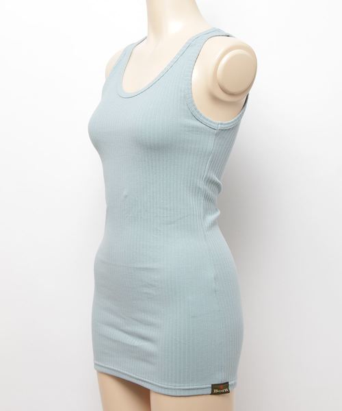 Born（ボーン）の「Born Rib Pleat Tank Top/ボーン リブ プリーツ タンク トップ（タンクトップ・レディース・ホワイト/ネイビー/レッド/オリーブ/サックスブルー/マスタード/杢グレー・FREE）」の9枚目の写真