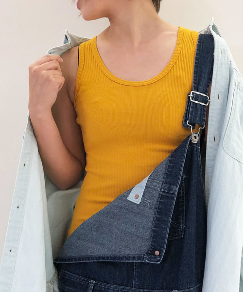 Born（ボーン）の「Born Rib Pleat Tank Top/ボーン リブ プリーツ タンク トップ（タンクトップ・レディース・ホワイト/ネイビー/レッド/オリーブ/サックスブルー/マスタード/杢グレー・FREE）」の6枚目の写真