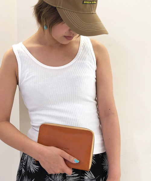 Born（ボーン）の「Born Rib Pleat Tank Top/ボーン リブ プリーツ タンク トップ（タンクトップ・レディース・ホワイト/ネイビー/レッド/オリーブ/サックスブルー/マスタード/杢グレー・FREE）」の17枚目の写真