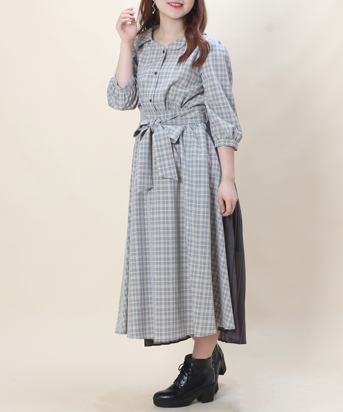 Astoria Odier アストリアオディール の バックプリーツチェックシャツワンピース ワンピース Wear