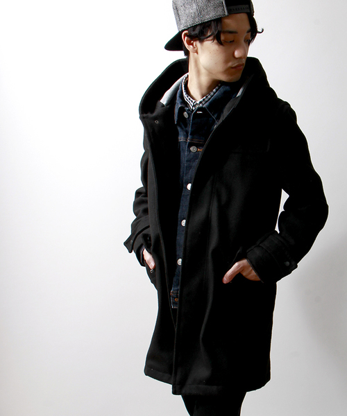 WEGO（ウィゴー）の「WEGO/ボンディングフードロングコート（モッズコート・メンズ・ブラック/ダークグレー/その他1・LARGE/MEDIUM）」の2枚目の写真