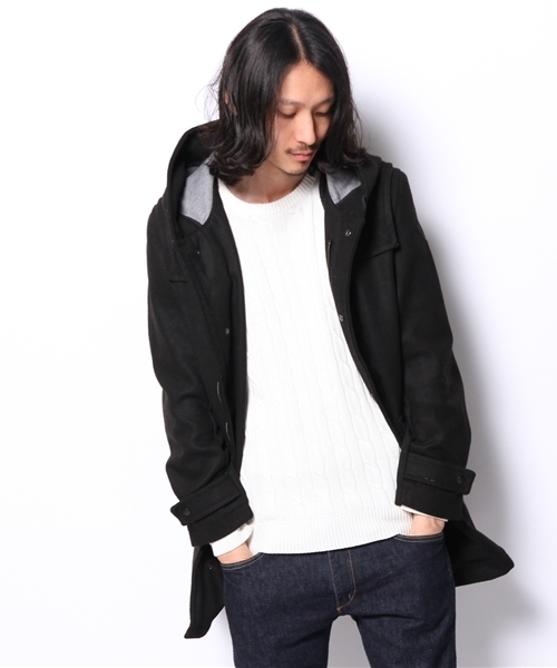 WEGO（ウィゴー）の「WEGO/ボンディングフードロングコート（モッズコート・メンズ・ブラック/ダークグレー/その他1・LARGE/MEDIUM）」の7枚目の写真