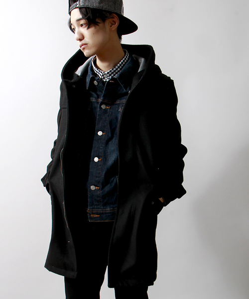 WEGO（ウィゴー）の「WEGO/ボンディングフードロングコート（モッズコート・メンズ・ブラック/ダークグレー/その他1・LARGE/MEDIUM）」の16枚目の写真