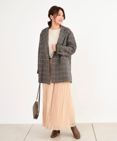 DouDou(ドゥドゥ)の「チェックダブルジャケット(テーラードジャケット・レディース・ブラウン/グレー・FREE)」の9枚目の写真