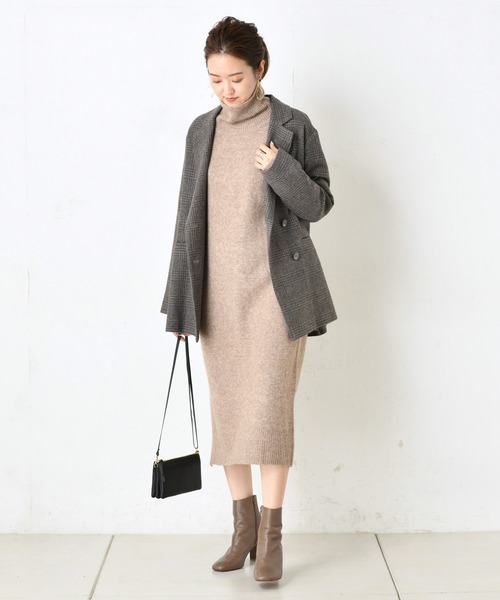 DouDou(ドゥドゥ)の「チェックダブルジャケット(テーラードジャケット・レディース・ブラウン/グレー・FREE)」の6枚目の写真