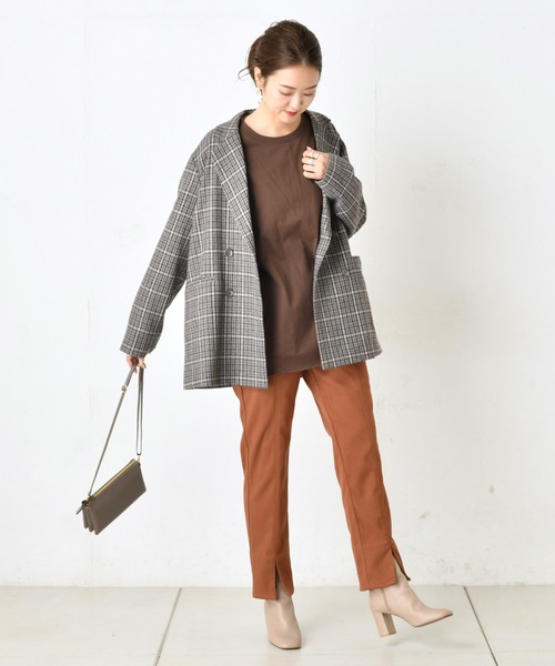 DouDou(ドゥドゥ)の「チェックダブルジャケット(テーラードジャケット・レディース・ブラウン/グレー・FREE)」の15枚目の写真