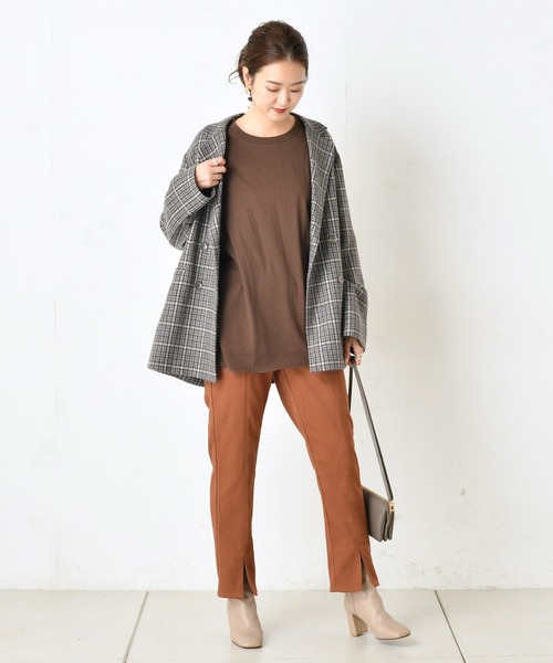 DouDou(ドゥドゥ)の「チェックダブルジャケット(テーラードジャケット・レディース・ブラウン/グレー・FREE)」の10枚目の写真