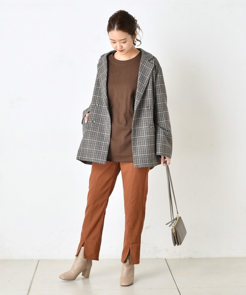 DouDou(ドゥドゥ)の「チェックダブルジャケット(テーラードジャケット・レディース・ブラウン/グレー・FREE)」の21枚目の写真