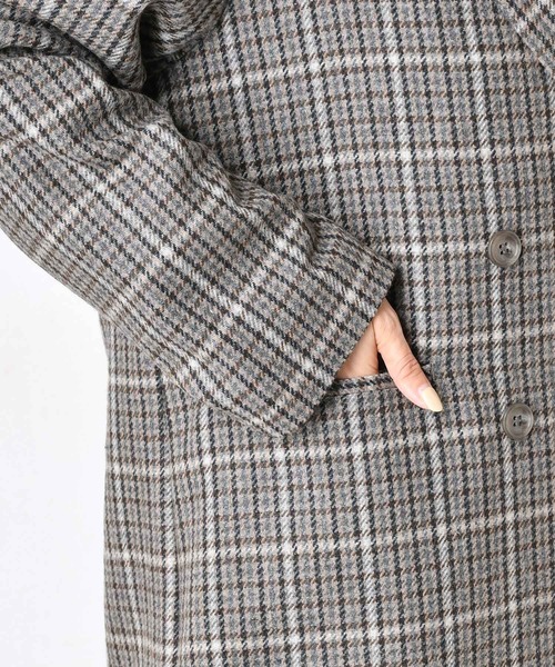DouDou(ドゥドゥ)の「チェックダブルジャケット(テーラードジャケット・レディース・ブラウン/グレー・FREE)」の17枚目の写真
