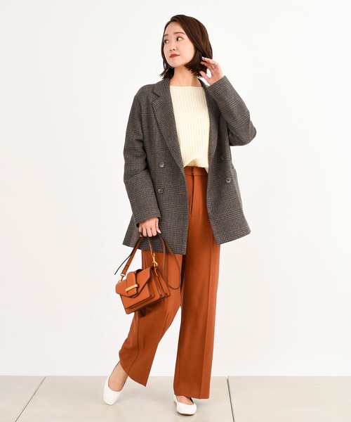 DouDou(ドゥドゥ)の「チェックダブルジャケット(テーラードジャケット・レディース・ブラウン/グレー・FREE)」の8枚目の写真