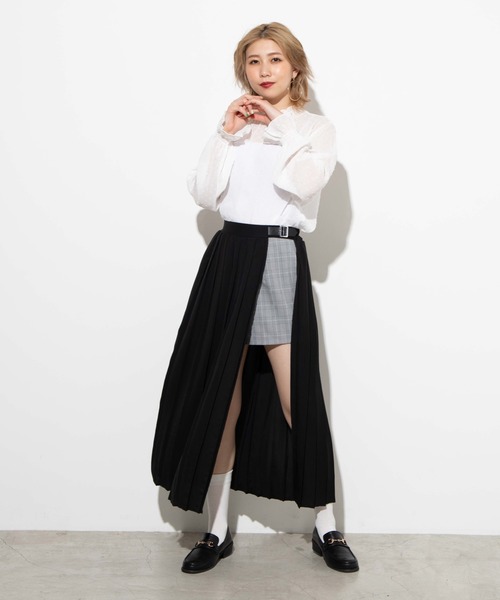 WEGO（ウィゴー）の「WEGO/レイヤードアシンメトリースカート（スカート・レディース・ブラック/グレー系その他2・FREE）」の21枚目の写真