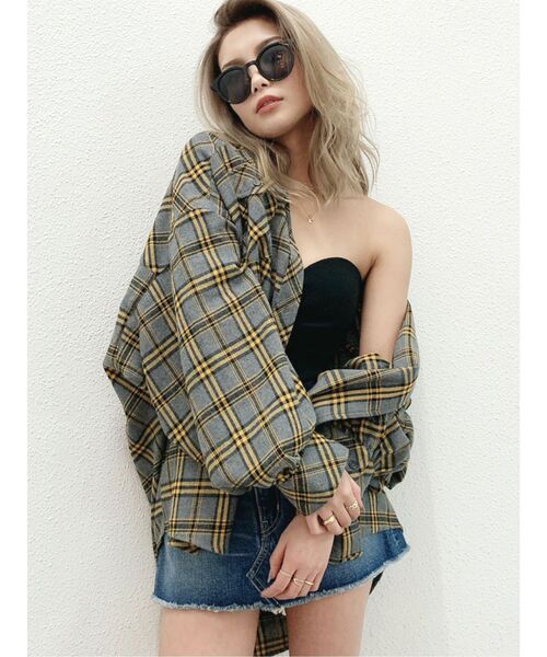 GYDA（ジェイダ）の「ボリュームスリーブBIGチェックシャツ
