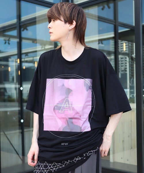 AFYF(エーエフワイエフ)の「AFYF MESH TRPRINT SS TEE2/オーバーサイズ メッシュTR プリントTシャツ(Tシャツ/カットソー)」|ブラック系その他3