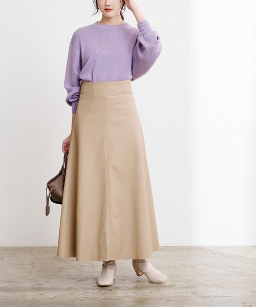 UR'S(ユアーズ)の「フェイクレザーフレアスカート(スカート・レディース・ベージュ/カーキ/キャメル/ブラウン/ライトベージュ/ブラック・L/M/PS(XS-S))」の19枚目の写真