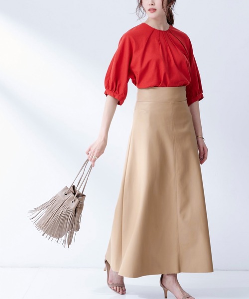 UR'S(ユアーズ)の「フェイクレザーフレアスカート(スカート・レディース・ベージュ/カーキ/キャメル/ブラウン/ライトベージュ/ブラック・L/M/PS(XS-S))」の22枚目の写真