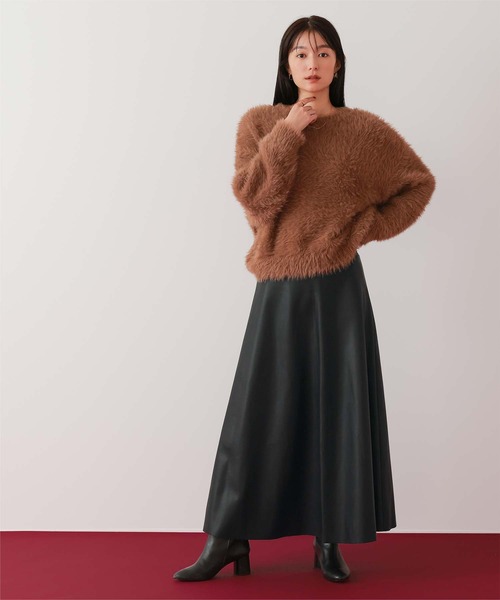 UR'S(ユアーズ)の「フェイクレザーフレアスカート(スカート・レディース・ベージュ/カーキ/キャメル/ブラウン/ライトベージュ/ブラック・L/M/PS(XS-S))」の8枚目の写真