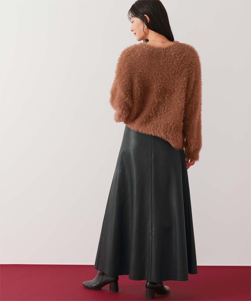 UR'S(ユアーズ)の「フェイクレザーフレアスカート(スカート・レディース・ベージュ/カーキ/キャメル/ブラウン/ライトベージュ/ブラック・L/M/PS(XS-S))」の10枚目の写真