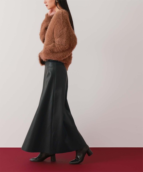 UR'S(ユアーズ)の「フェイクレザーフレアスカート(スカート・レディース・ベージュ/カーキ/キャメル/ブラウン/ライトベージュ/ブラック・L/M/PS(XS-S))」の13枚目の写真