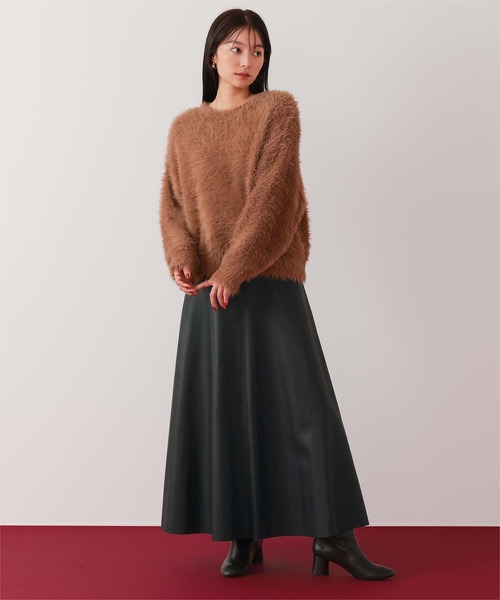 UR'S(ユアーズ)の「フェイクレザーフレアスカート(スカート・レディース・ベージュ/カーキ/キャメル/ブラウン/ライトベージュ/ブラック・L/M/PS(XS-S))」の14枚目の写真