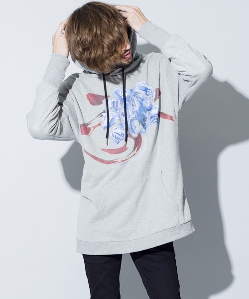 NO ID.(ノーアイディ)の「【NO ID.】Glitch Flower Print Big Parka / グリッチ フラワー プリント ビッグ パーカー(パーカー・メンズ・ブラック/グレー/グリーン・ONE SIZE)」の3枚目の写真