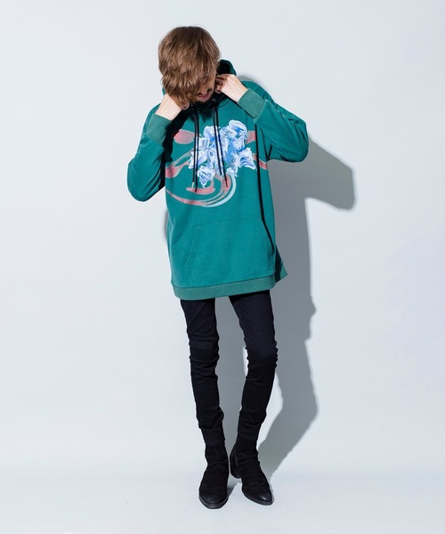 NO ID.(ノーアイディ)の「【NO ID.】Glitch Flower Print Big Parka / グリッチ フラワー プリント ビッグ パーカー(パーカー・メンズ・ブラック/グレー/グリーン・ONE SIZE)」の11枚目の写真