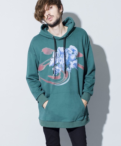 NO ID.(ノーアイディ)の「【NO ID.】Glitch Flower Print Big Parka / グリッチ フラワー プリント ビッグ パーカー(パーカー・メンズ・ブラック/グレー/グリーン・ONE SIZE)」の14枚目の写真