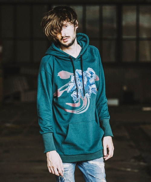 NO ID.(ノーアイディ)の「【NO ID.】Glitch Flower Print Big Parka / グリッチ フラワー プリント ビッグ パーカー(パーカー・メンズ・ブラック/グレー/グリーン・ONE SIZE)」の17枚目の写真