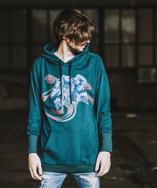 NO ID.(ノーアイディ)の「【NO ID.】Glitch Flower Print Big Parka / グリッチ フラワー プリント ビッグ パーカー(パーカー・メンズ・ブラック/グレー/グリーン・ONE SIZE)」の18枚目の写真