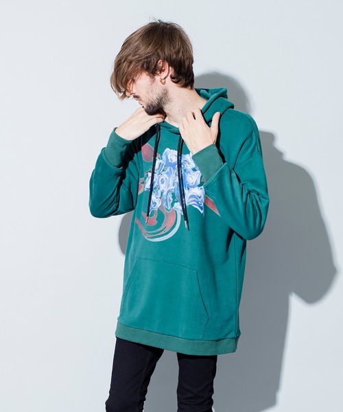 NO ID.(ノーアイディ)の「【NO ID.】Glitch Flower Print Big Parka / グリッチ フラワー プリント ビッグ パーカー(パーカー・メンズ・ブラック/グレー/グリーン・ONE SIZE)」の21枚目の写真