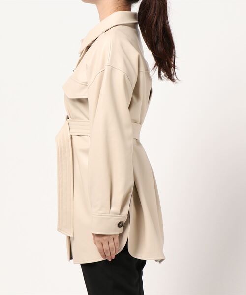 Cheek（チーク）の「フェイクレザーCPOジャケット（その他アウター・レディース・アイボリー/ベージュ/ミント・MEDIUM）」の4枚目の写真