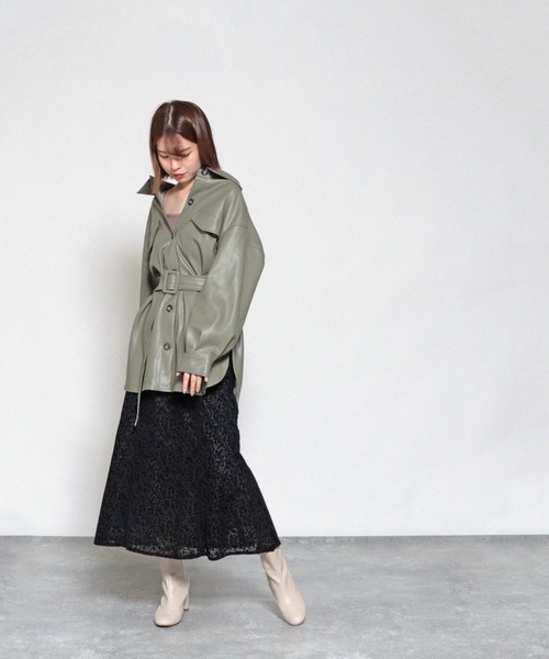 Cheek（チーク）の「フェイクレザーCPOジャケット（その他アウター・レディース・アイボリー/ベージュ/ミント・MEDIUM）」の9枚目の写真