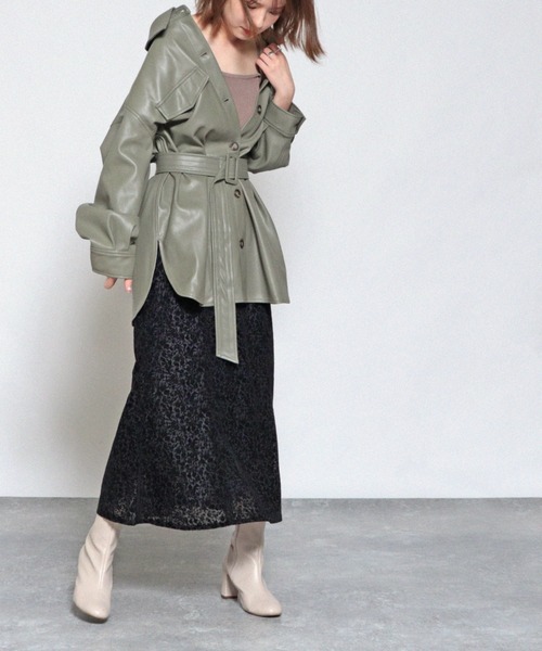 Cheek（チーク）の「フェイクレザーCPOジャケット（その他アウター・レディース・アイボリー/ベージュ/ミント・MEDIUM）」の13枚目の写真