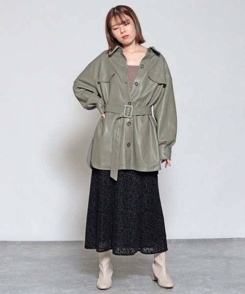 Cheek（チーク）の「フェイクレザーCPOジャケット（その他アウター・レディース・アイボリー/ベージュ/ミント・MEDIUM）」の11枚目の写真