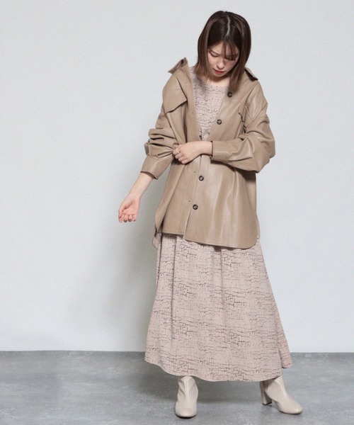 Cheek（チーク）の「フェイクレザーCPOジャケット（その他アウター・レディース・アイボリー/ベージュ/ミント・MEDIUM）」の21枚目の写真