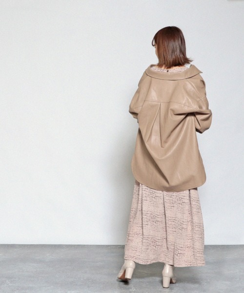 Cheek（チーク）の「フェイクレザーCPOジャケット（その他アウター・レディース・アイボリー/ベージュ/ミント・MEDIUM）」の20枚目の写真