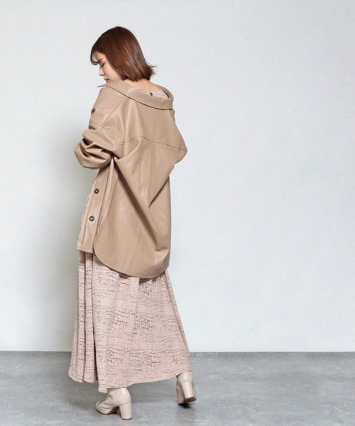 Cheek（チーク）の「フェイクレザーCPOジャケット（その他アウター・レディース・アイボリー/ベージュ/ミント・MEDIUM）」の19枚目の写真