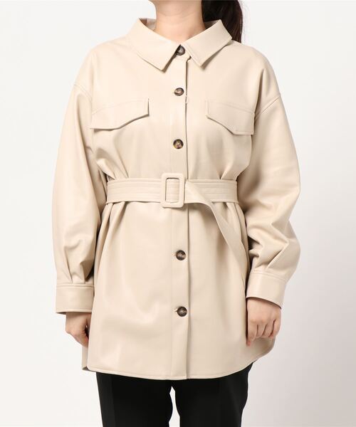 Cheek（チーク）の「フェイクレザーCPOジャケット（その他アウター・レディース・アイボリー/ベージュ/ミント・MEDIUM）」の8枚目の写真