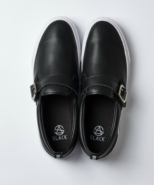 SLACK FOOTWEAR(スラックフットウェア)の「ビジネススニーカー スリッポン ベルトスニーカー ソロモンク(スリッポン・メンズ・ブラウン/ブラック×ホワイト/ブラック×ブラック/ブラウン系その他・28.0cm/24.5cm/23.0cm/24.0cm/25.0cm/23.5cm/27.0cm/25.5cm/27.5cm/28.5cm/26.0cm/26.5cm)」の2枚目の写真