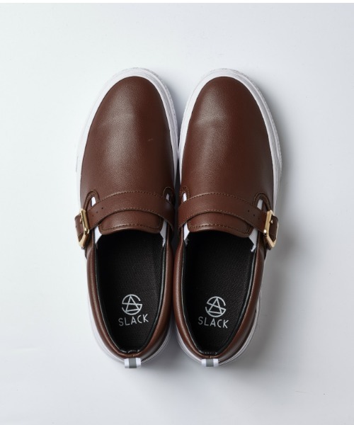 SLACK FOOTWEAR(スラックフットウェア)の「ビジネススニーカー スリッポン ベルトスニーカー ソロモンク(スリッポン・メンズ・ブラウン/ブラック×ホワイト/ブラック×ブラック/ブラウン系その他・28.0cm/24.5cm/23.0cm/24.0cm/25.0cm/23.5cm/27.0cm/25.5cm/27.5cm/28.5cm/26.0cm/26.5cm)」の4枚目の写真