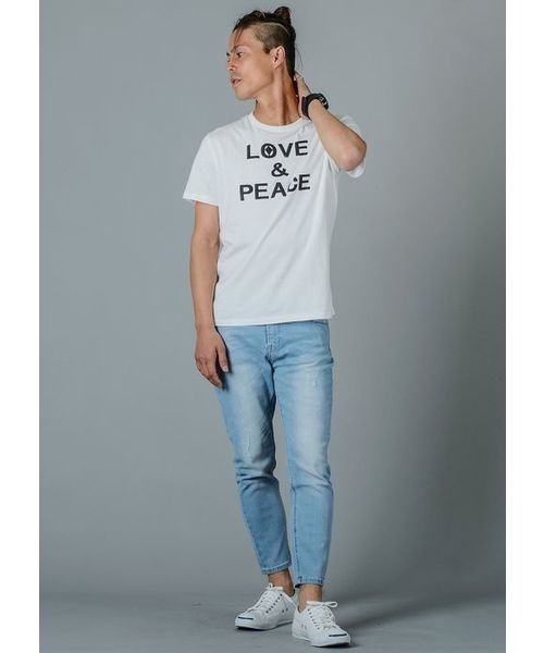 REGIEVO(レジエボ)の「【REGIEVO】メッセージロゴプリントTシャツ(Tシャツ/カットソー・メンズ・ブラック/オフホワイト・S/M/L/XL)」の4枚目の写真