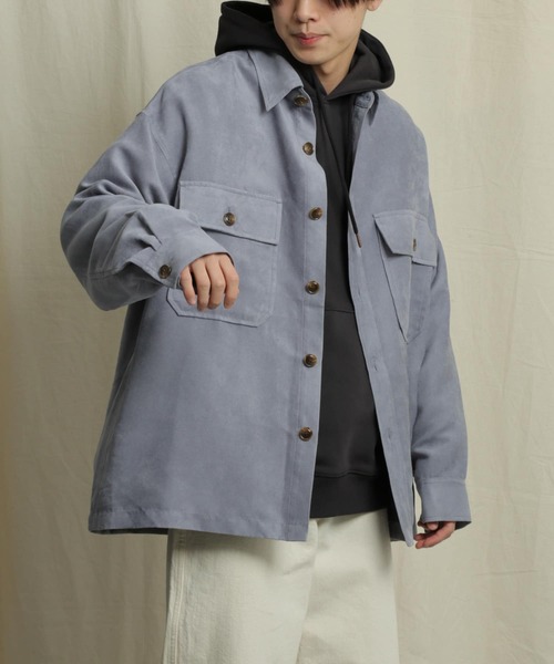 SENSE OF PLACE by URBAN RESEARCH（センスオブプレイスバイアーバンリサーチ）の「エコスエードCPOシャツ（シャツ/ブラウス・メンズ・ミント/モカ/ベージュ/ブルー/ライトベージュ・LARGE/MEDIUM）」の5枚目の写真