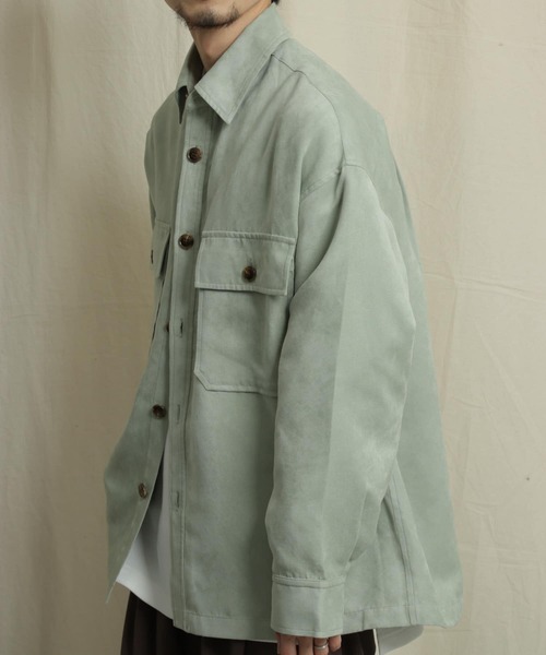 SENSE OF PLACE by URBAN RESEARCH（センスオブプレイスバイアーバンリサーチ）の「エコスエードCPOシャツ（シャツ/ブラウス・メンズ・ミント/モカ/ベージュ/ブルー/ライトベージュ・LARGE/MEDIUM）」の4枚目の写真