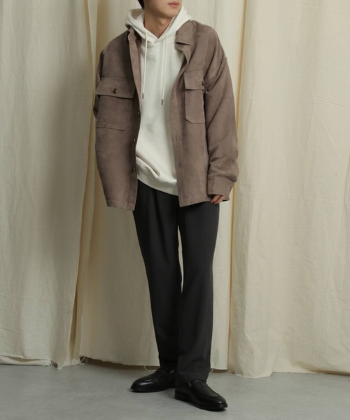 SENSE OF PLACE by URBAN RESEARCH（センスオブプレイスバイアーバンリサーチ）の「エコスエードCPOシャツ（シャツ/ブラウス・メンズ・ミント/モカ/ベージュ/ブルー/ライトベージュ・LARGE/MEDIUM）」の2枚目の写真