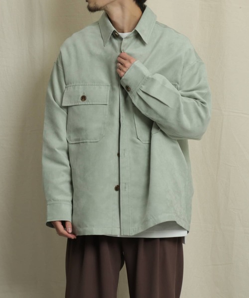 SENSE OF PLACE by URBAN RESEARCH（センスオブプレイスバイアーバンリサーチ）の「エコスエードCPOシャツ（シャツ/ブラウス・メンズ・ミント/モカ/ベージュ/ブルー/ライトベージュ・LARGE/MEDIUM）」の11枚目の写真